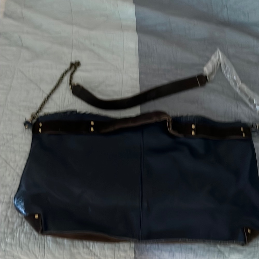 Jo Malone Brown and Blue Crossbody Bag with Structured Design